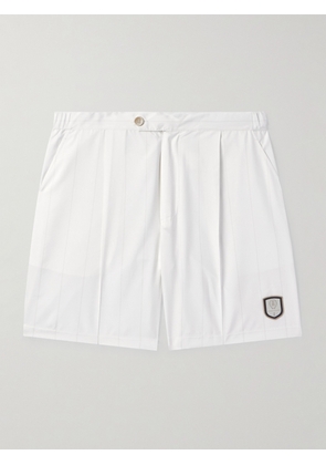 Brunello Cucinelli - Straight-Leg Striped Satin Shorts - Men - White - S