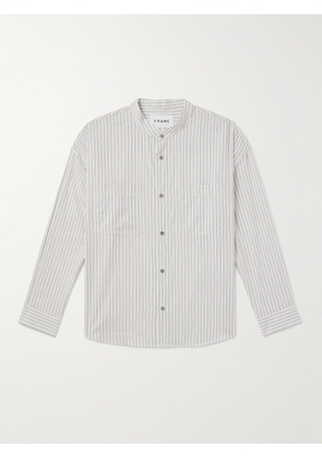 FRAME - Grandad-Collar Striped Cotton-Blend Shirt - Men - Gray - XS