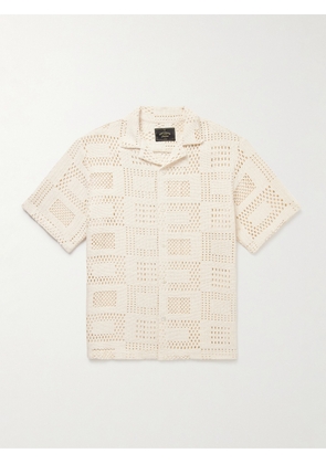 Portuguese Flannel - Camp-Collar Crocheted Cotton-Blend Shirt - Men - Neutrals - XS