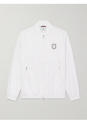 Brunello Cucinelli - Logo-Appliquéd Striped Shell Tennis Jacket - Men - White - M