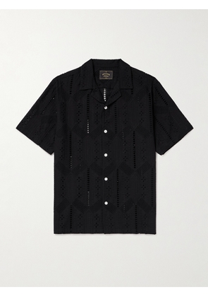 Portuguese Flannel - Camp-Collar Broderie Anglaise Cotton Shirt - Men - Black - XS