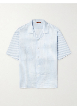 Barena - Solana Camp-Collar Striped Linen Shirt - Men - Blue - IT 44