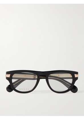 Gucci Eyewear - Round-Frame Acetate and Rose Gold-Tone Optical Glasses - Men - Black