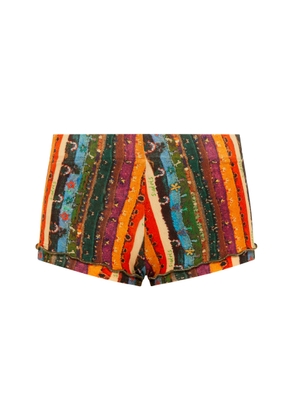 SIEDRÉS - Afra Printed Jersey Mini Shorts - Red - XL - Moda Operandi