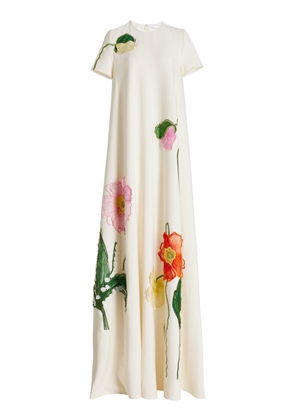 Oscar de la Renta - Embroidered Floral Wool-Blend Gown - Ivory - US 6 - Moda Operandi