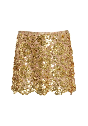 Michael Kors Collection - Sequined Lace Mini Skirt - Gold - US 6 - Moda Operandi