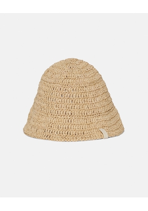 Dunia Beige Raffia Crochet Bucket Hat