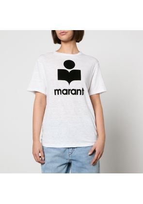 Marant Etoile Zewel Flocked Logo-Flocked Linen T-Shirt - XS