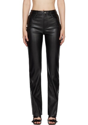 Staud Black Chisel Faux-Leather Trousers
