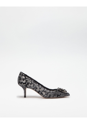 Dolce & Gabbana Lurex Lace Rainbow Pumps With Brooch Detailing - Woman Pumps And Slingback Grey 38.5