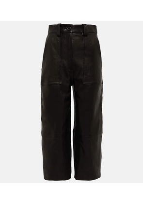 Khaite High-rise straight-leg leather pants