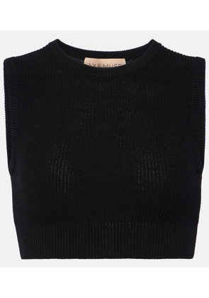Aya Muse Ribbed-knit cotton-blend crop top