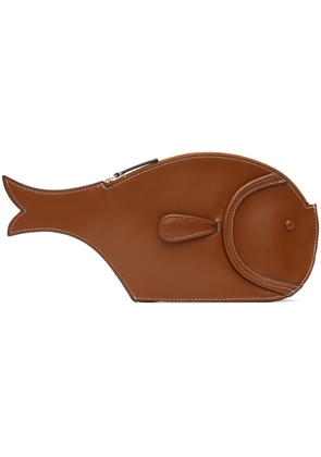 Staud Brown Pesce Leather Clutch