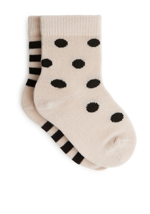 Polka Dot Socks, 2 Pairs - Black