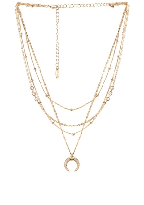 Ettika Layered Moon Necklace in Metallic Gold.