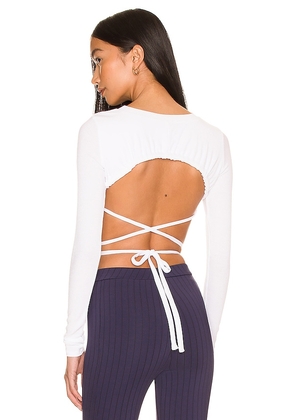 alo Ribbed Wrap It Up Top in White. Size M.