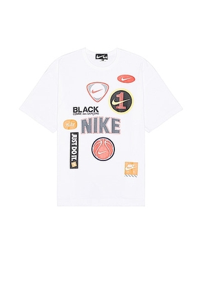 COMME des GARCONS BLACK x Nike Tee in White - White. Size L (also in M, S).