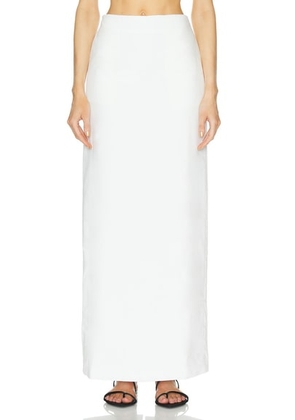 AEXAE Linen Column Maxi Skirt in White - White. Size L (also in M, S, XS).