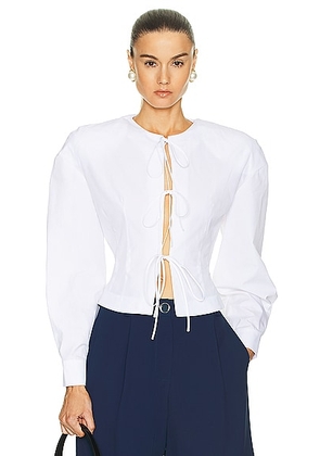 Rowen Rose Popeline Blouse in White - White. Size 34 (also in 36, 38, 40).