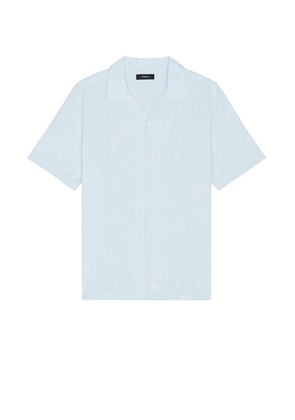 Theory Irving Short Sleeve Shirt in Skylight Multi - Blue. Size L (also in M, S, XL/1X).