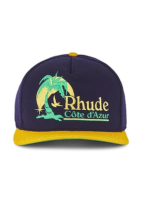 Rhude Azur Coast Hat in Navy & Yellow - Multi. Size all.