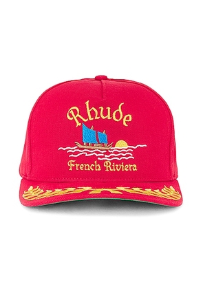 Rhude Riviera Sailing Hat in Red - Red. Size all.