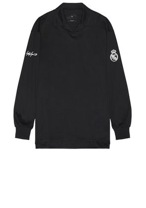 Y-3 Yohji Yamamoto X Real Madrid Long Sleeve Polo in Black - Black. Size L (also in M, S, XL/1X).