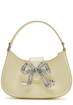 Self-portrait Crescent Bow Embellished Leather top Handle bag - Yellow