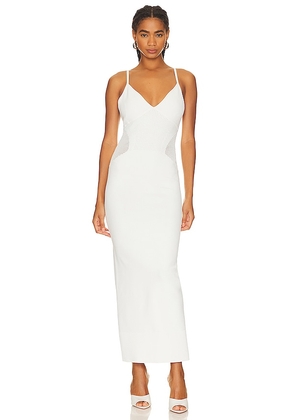 Herve Leger Mixed Pointelle Strappy Gown in White. Size S, XS.