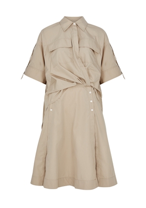 3.1 Phillip Lim Draped Cotton-blend Poplin Midi Shirt Dress - Khaki - 8 (UK12 / M)