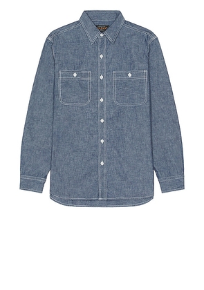 Beams Plus Work Chambray Shirt in Blue. Size XL/1X.