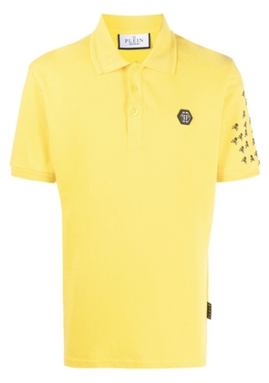 Philipp Plein Skull and Bones cotton polo shirt - Yellow