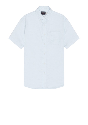Faherty Short Sleeve Supima Oxford Shirt in Blue. Size L, S, XL/1X.