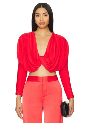 Alice + Olivia Elda Cropped Top in Red. Size L, S, XL, XS.