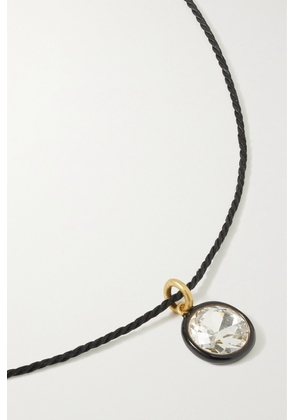 Roxanne Assoulin - Back In Black Gold-tone, Cord And Crystal Necklace - One size