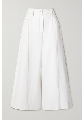 Max Mara - Leisure Foster Cotton-blend Wide-leg Pants - White - x small,small,medium,large,x large