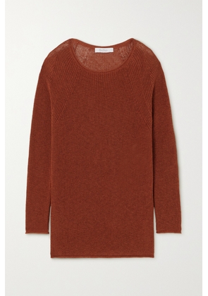 Max Mara - Leisure Diretta Open-knit Cotton And Linen-blend Sweater - Red - x small,small,medium,large,x large