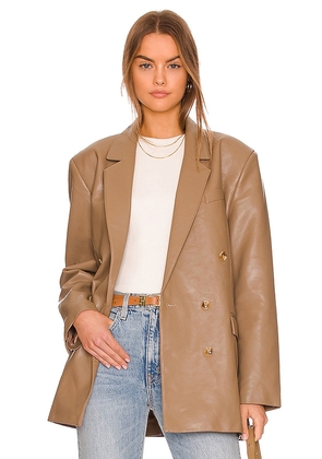 PISTOLA Roman Oversized Double Breasted Blazer in Taupe. Size M.
