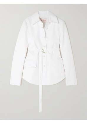 Valentino Garavani - Belted Cotton-poplin Mini Shirt Dress - White - IT36,IT38,IT40,IT42,IT44,IT46,IT48
