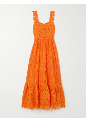 Farm Rio - Scalloped Guipure Lace Maxi Dress - Orange - xx small,x small,small,medium,large,x large