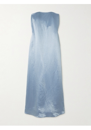 Abadia - Diana Strapless Hammered-satin Gown - Blue - x small,small,medium,large,x large