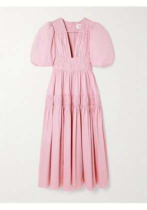 Aje - Fallingwater Tiered Gathered Cotton-poplin Midi Dress - Pink - UK 6,UK 8,UK 10,UK 12,UK 14,UK 16