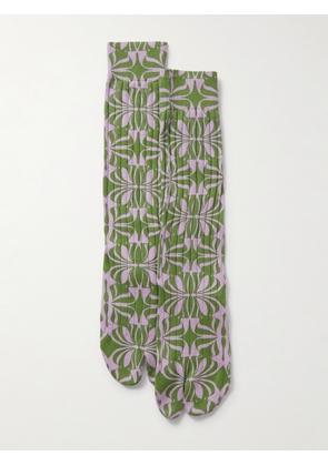 Dries Van Noten - Ribbed Printed Stretch-cotton Socks - Purple - S,M