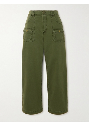 FRAME - Paneled Stretch-cotton Straight-leg Cargo Pants - Green - 23,24,25,26,27,28,29,30,31,32