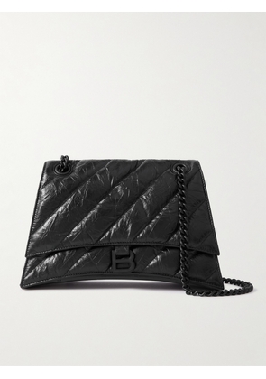 Balenciaga - Crush Medium Quilted Crinkled-leather Shoulder Bag - Black - One size