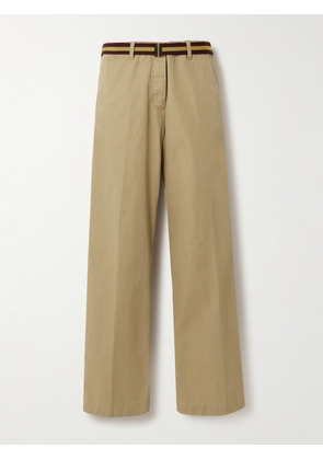 Dries Van Noten - Belted Cotton-twill Straight-leg Pants - Neutrals - FR34,FR36,FR38,FR40,FR42,FR44