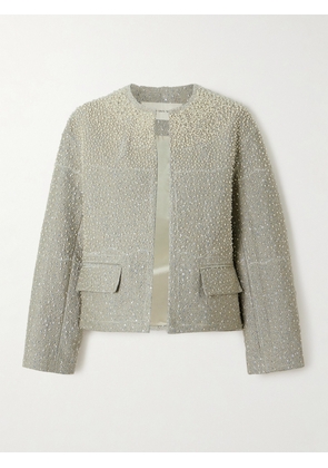 Dries Van Noten - Faux Pearl-embellished Metallic Tweed Jacket - Silver - x small,small,medium,large