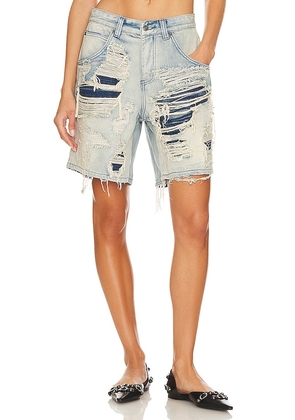 Jaded London Distressed Colossus Shorts in Blue. Size 24.