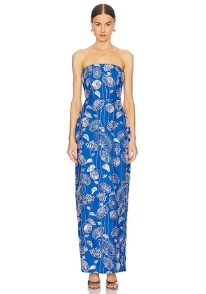 MILLY Orion Sequin Embellished Linen Dress in Blue. Size 2, 4, 6, 8.