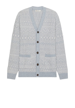 Marine Layer All Over Texture Intarsia Cardigan in Baby Blue. Size M, S, XL/1X.
